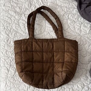 Brown Quilted Tote Bag